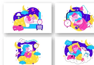 10 Restful Sleep Vector Illustration