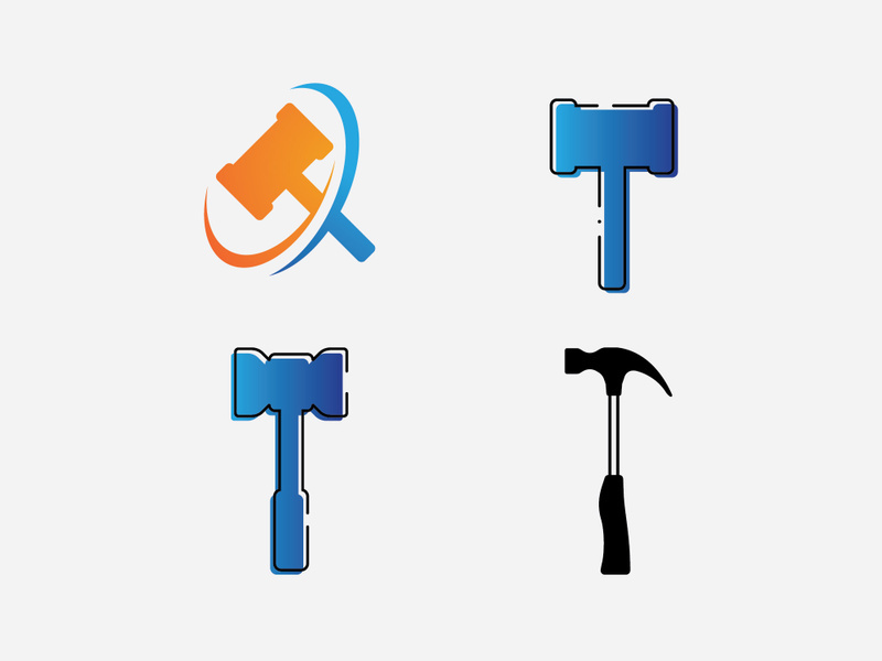 Hammer logo  vector illustration design