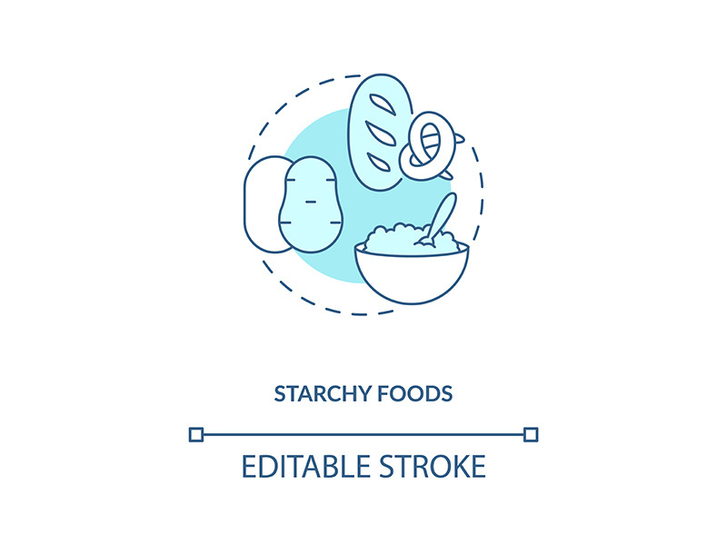 Starchy foods products concept icon