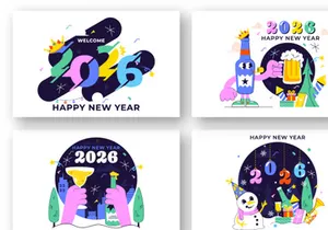 12 Happy New Year 2026 Illustration