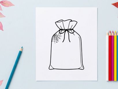 Empty gift bag with decorative bow ready for presents. Stylish white party favor sack for celebrations and retail packaging.