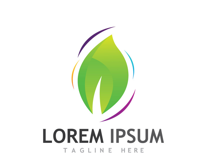Colorful natural leaf logo design.