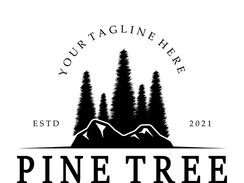 simple pine or fir tree logo,evergreen.for pine forest,adventurers,camping,nature,badges and business.vector