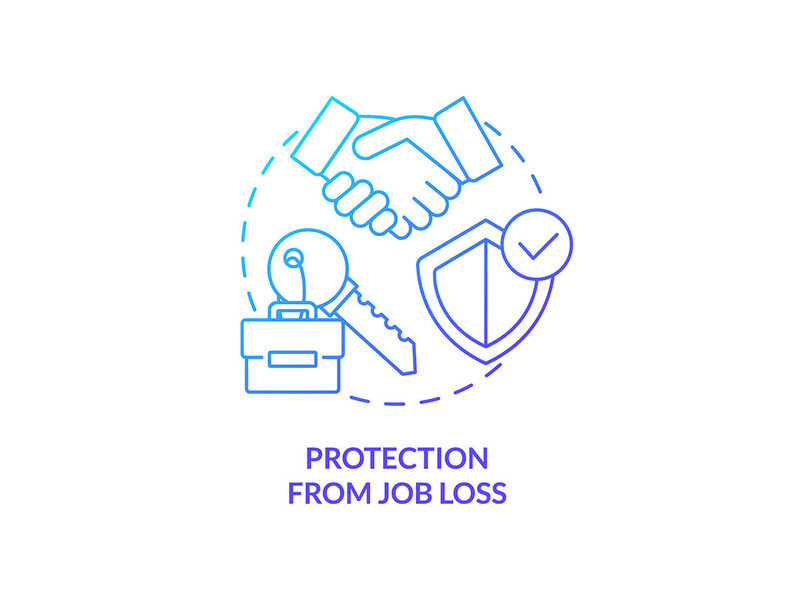 Protection from job loss blue gradient concept icon