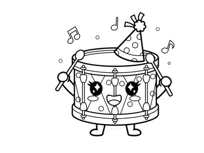 Cute drum set playing music vector illustration flat design