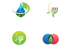 Green leaf logo. Vector design of gardens, plants and nature.