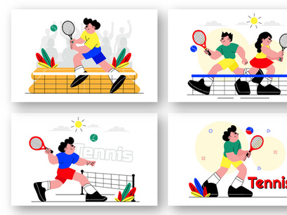 9 Tennis Player Sport Illustration