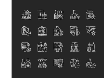 Brewing chalk white icons set on black background preview picture