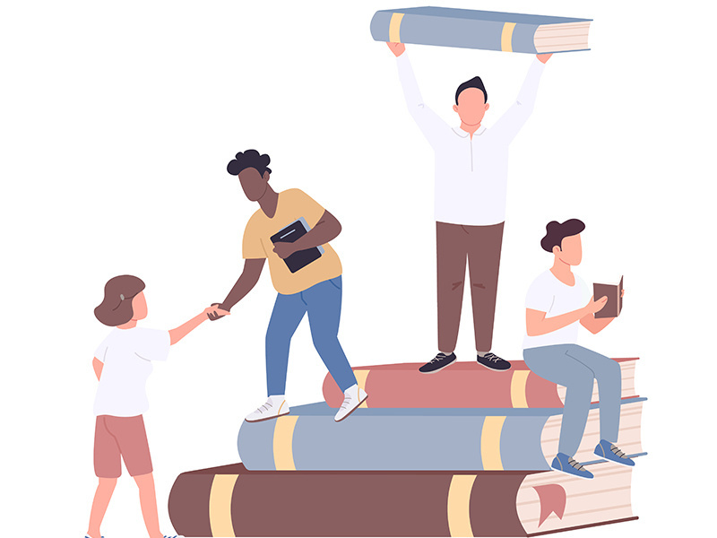 Inclusive college community flat concept vector illustration