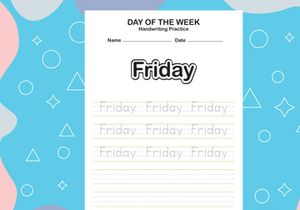 7 Pages Day name of the week trace and writing practice sheet