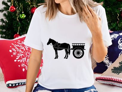 Horse pulling a cart vector