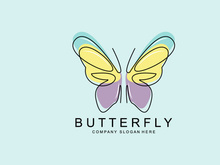 Butterfly Logo Design, Beautiful Flying Animal, Company Brand Icon Illustration, Screen Printing, Salon