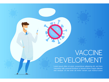 Coronavirus vaccine development banner flat vector template preview picture