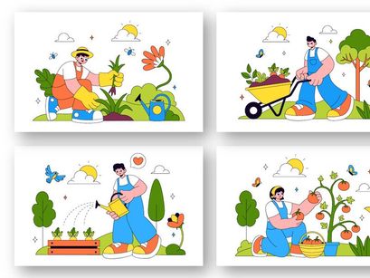 10 Gardening Vector Illustration