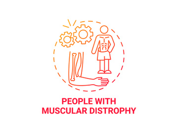 People with muscular distrophy red gradient concept icon preview picture