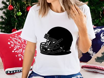 American football helmet illustration in black and white