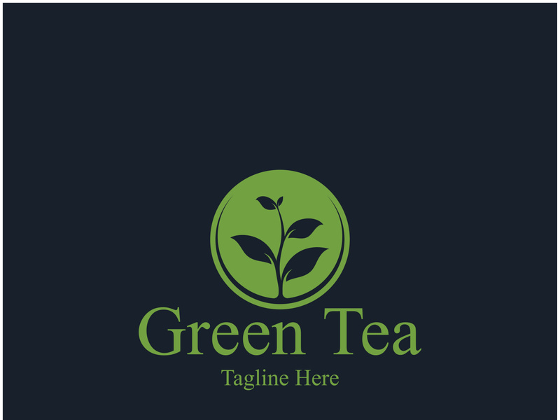 Tea cup logo vector design.Green tea vector logo template.