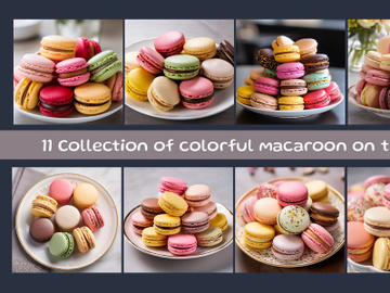 Collection of colorful macaroon on table preview picture