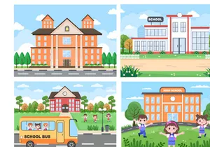 20 Back To School and Cute Bus Illustration