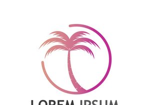 Summer palm tree logo design.