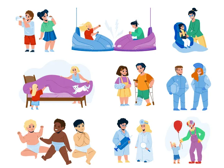 Kid boy girl characters