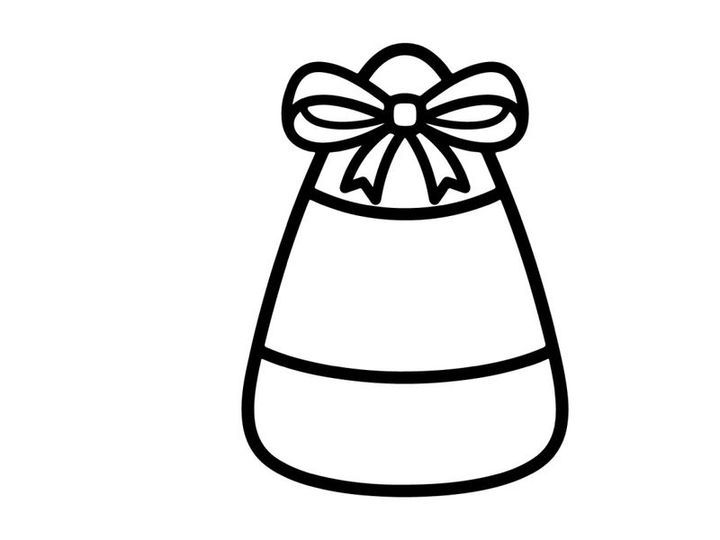 Candy corn icon with a bow. Halloween treat graphic for seasonal holiday design projects.