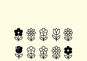10 flowers black icon