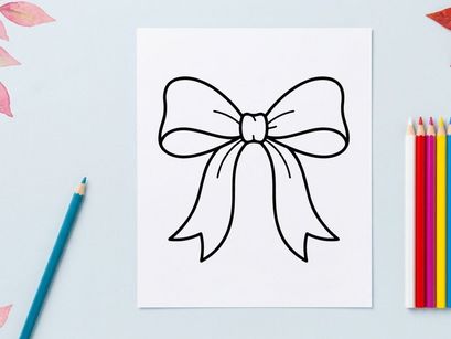 Handgezeichnete Weihnachtsgeschenkschleifen-Illustration, einfache schwarze Umrissschleife für Weihnachtsdekoration.
