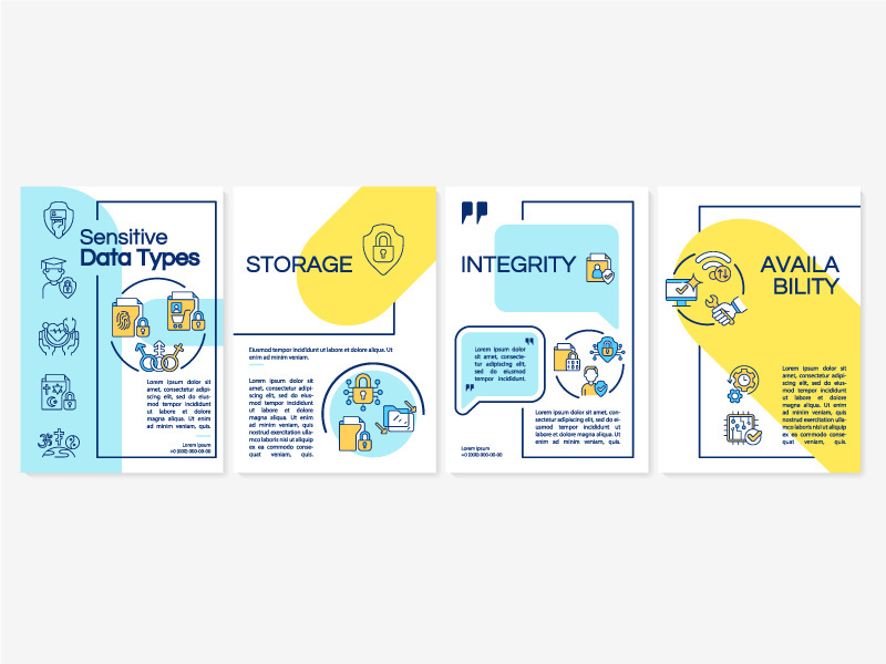Sensitive data examples blue and yellow brochure template