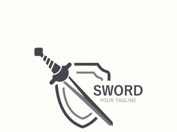 Sword vintage logo design. illustration sword element, can be used as logotype, icon, template coat of arms concept preview picture