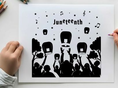 Juneteenth celebration silhouette with lanterns and music