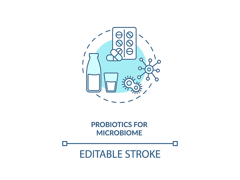 Probiotics for microbiome concept icon
