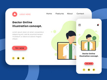 Doctor Online illustration concept.