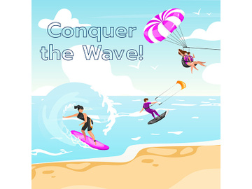 Conquer the wave social media post mockup preview picture