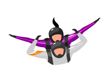 Tandem free-fall flat vector illustration preview picture