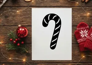 Black and white candy cane icon isolated on a white background
