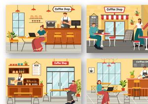 12 Coffee Shop Illustration