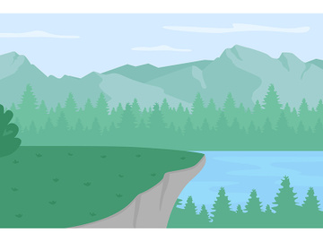 Scenic highland plato flat color vector illustration preview picture