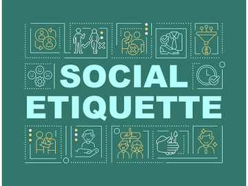 Social etiquette word concepts dark green banner preview picture