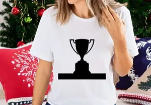 A black silhouette of a trophy cup on a white background