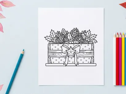 Hand-drawn Christmas nativity scene illustration in cross-shaped niche for festive decor
