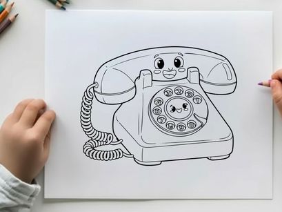 Cute retro phone smiling vector illustration flat design