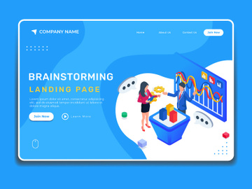Business brainstroming concept. Landing page illustration template. preview picture