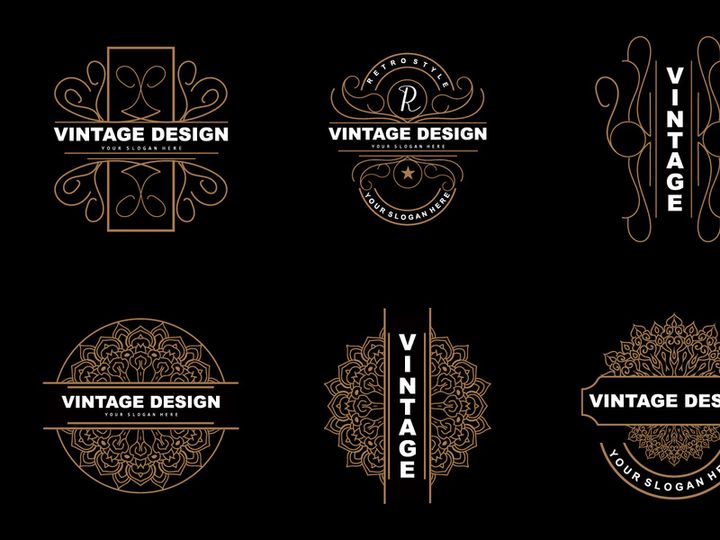 Retro Vintage Design, Luxurious Minimalist Vector Ornament Logo