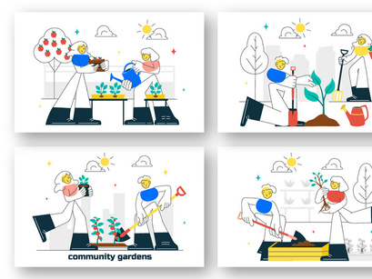 10 Community Garden Illustration