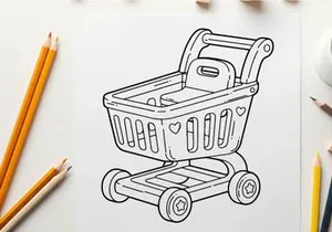 Shopping cart love vector illustration flat design