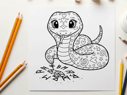 Cute love snake with hearts vector illustration flat design