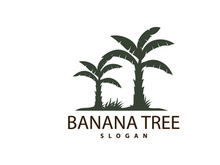Banana Tree Logo, Banana Tree Simple Silhouette Design