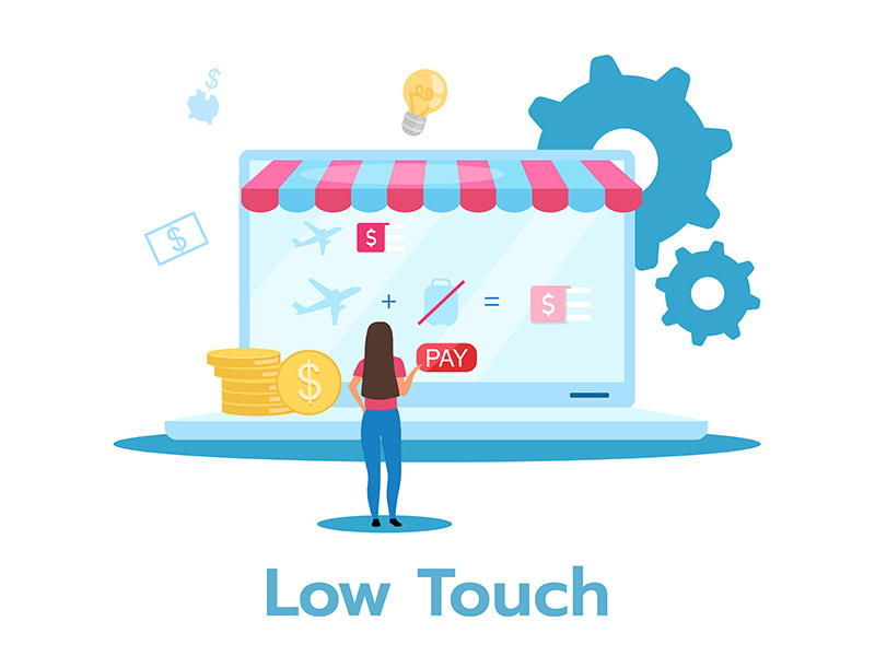 Low touch business model flat vector illustration
