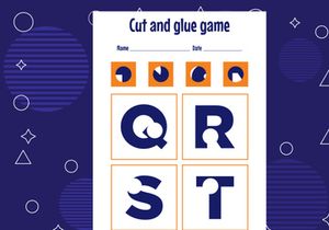 7 Pages Cut and glue game for kids with Alphabet. Cutting practice for preschoolers. Education paper game for children
